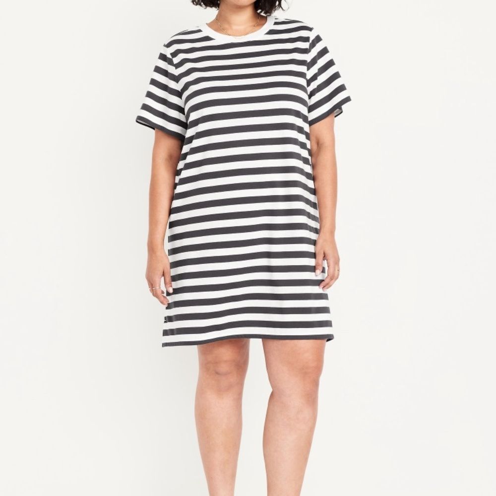 Old Navy T shirt dress white/black striped 2X NWOT